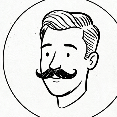 Illustrated client with a moustache