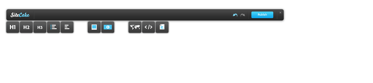 Dragging a heading toolbar icon onto the page in Sitecake